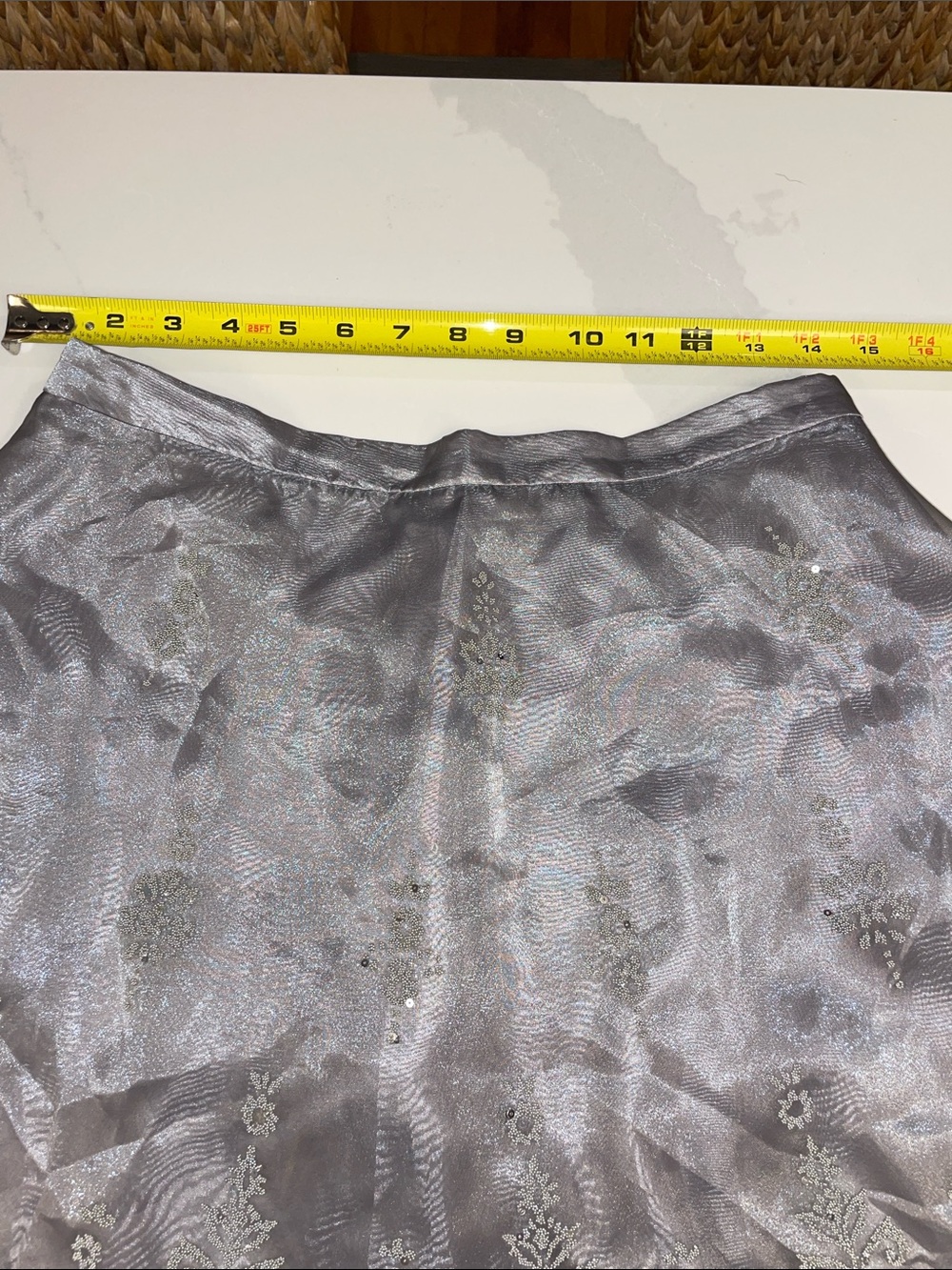 Whimsigoth Fairycore Vintage beaded satin and sheer Cachet skirt M - Picture 6 of 10